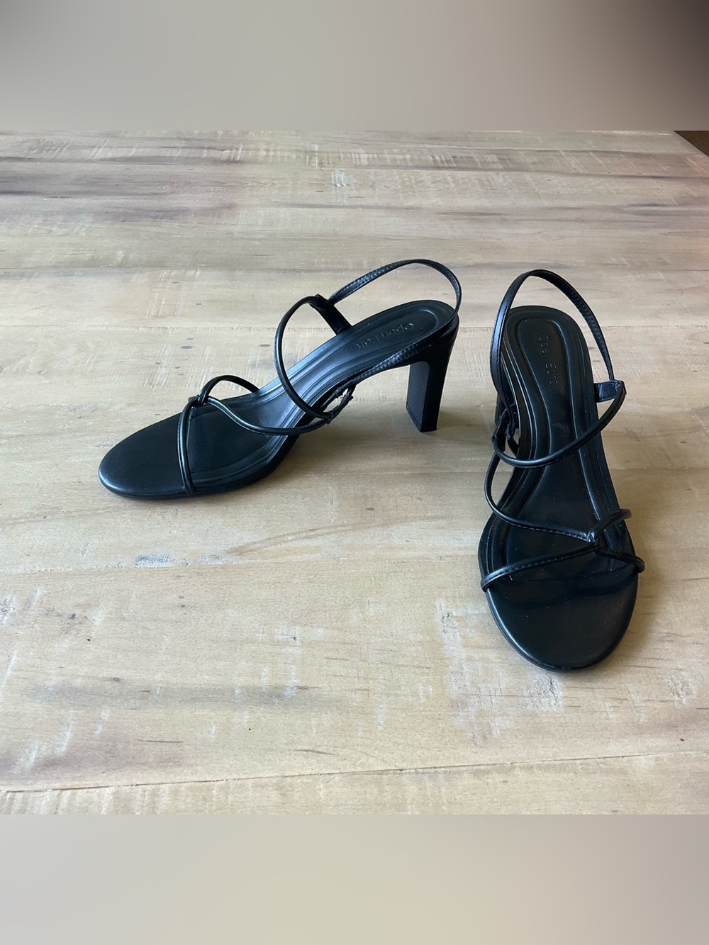 Open Edit - Black Pia Sandal with Block Heel 8